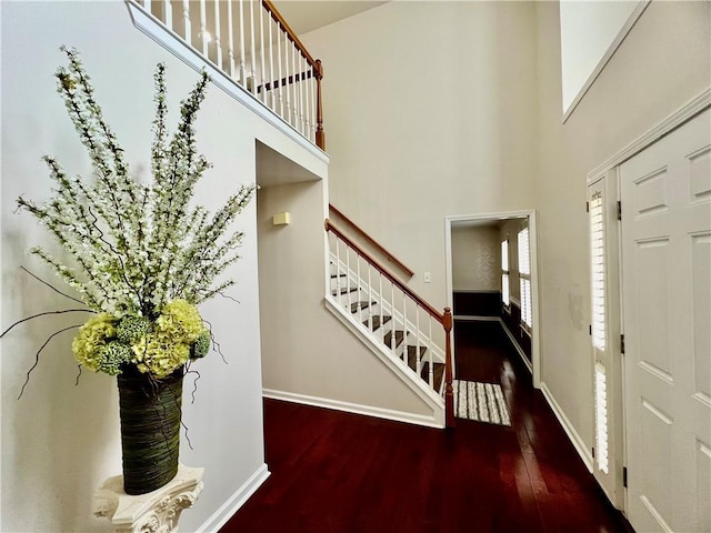 415 Wood Trace Ct, Alpharetta, GA 30022 - foyer entrance featuring stairs, wood finished floors, and a towering ceiling