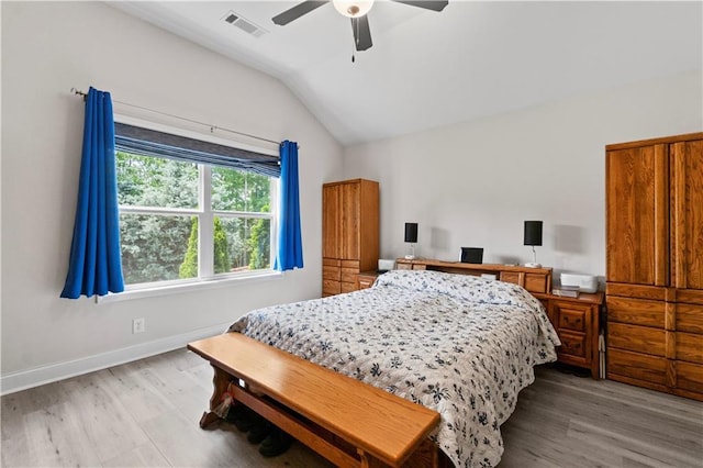 52 Lantern Trce, Hiram, GA 30141 - bedroom with baseboards, visible vents, wood finished floors, and lofted ceiling