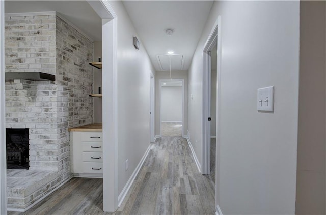 380 Inman Rd, Fayetteville, GA 30215 - corridor with attic access, light wood-style flooring, baseboards, and recessed lighting