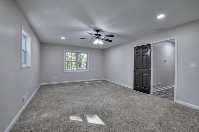380 Inman Rd, Fayetteville, GA 30215 - empty room featuring a ceiling fan, carpet floors, baseboards, and recessed lighting