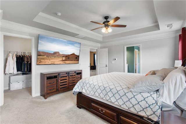 216 Orchard Trl, Canton, GA 30115 - bedroom with a raised ceiling, a spacious closet, a closet, ornamental molding, and light colored carpet