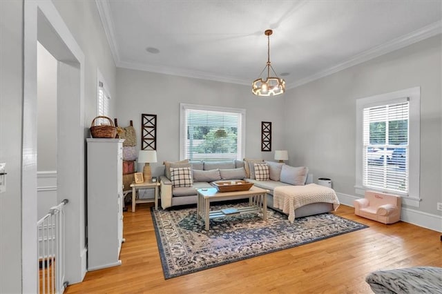 1238 Macland Rd, Dallas, GA 30132 - living area with light wood-style flooring, crown molding, and a chandelier