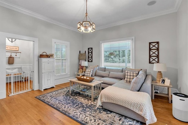 1238 Macland Rd, Dallas, GA 30132 - living area with light wood-style floors, ornamental molding, and a chandelier