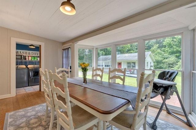 1238 Macland Rd, Dallas, GA 30132 - dining area with separate washer and dryer and light wood-type flooring