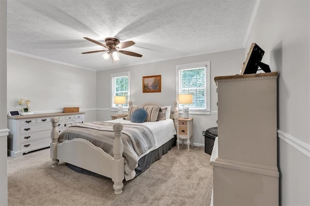 1238 Macland Rd, Dallas, GA 30132 - bedroom featuring light carpet, a textured ceiling, a ceiling fan, and crown molding