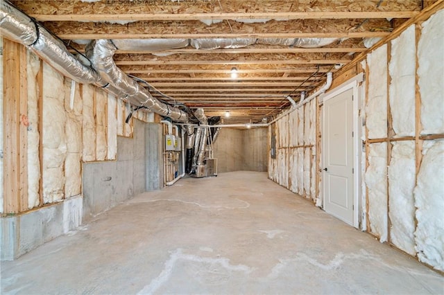 view of unfinished basement