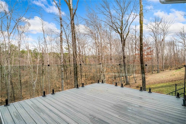 wooden terrace featuring fence