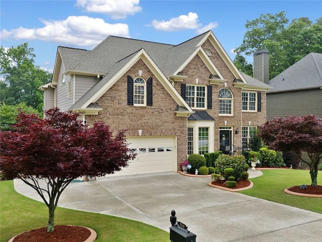 580 River Valley Dr, Dacula, GA 30019 - view of front of property with brick siding, a garage, concrete driveway, and a front yard