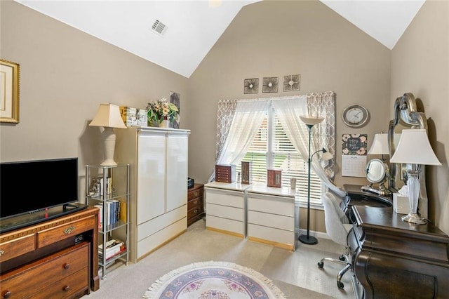 580 River Valley Dr, Dacula, GA 30019 - office featuring vaulted ceiling and light carpet