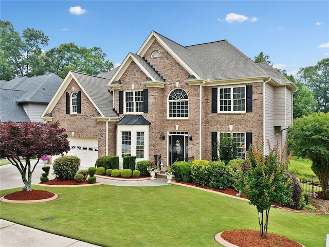 580 River Valley Dr, Dacula, GA 30019 - view of front facade featuring brick siding, a garage, and roof with shingles