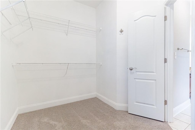 spacious closet with light colored carpet