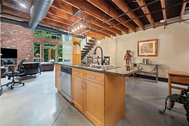 319 Atlanta St SE Unit 315, Marietta, GA 30060 - kitchen featuring a sink, dishwasher, concrete flooring, and light brown cabinets