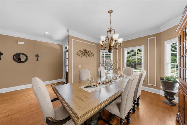 3086 Frazier Walk, Decatur, GA 30033 - dining area featuring a chandelier, baseboards, light wood-type flooring, crown molding, and recessed lighting