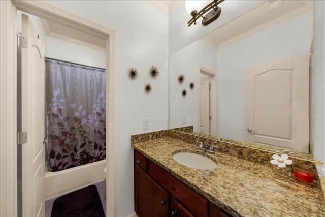 3086 Frazier Walk, Decatur, GA 30033 - bathroom with crown molding, vanity, toilet, and shower / tub combo with curtain