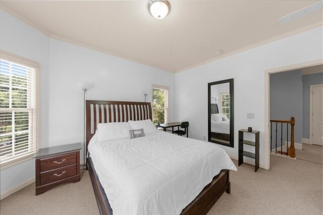 3086 Frazier Walk, Decatur, GA 30033 - bedroom with light carpet, ornamental molding, and baseboards
