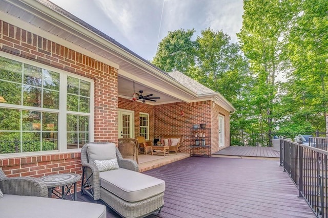 27 Bluff Mountain Dr SW, Rome, GA 30165 - wooden terrace with a ceiling fan and an outdoor living space
