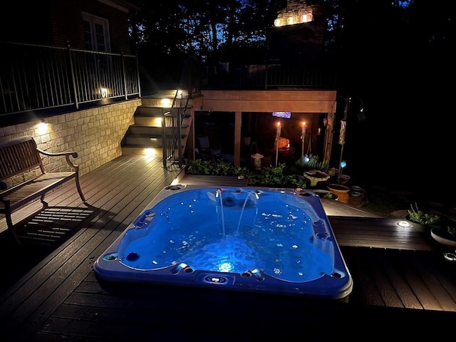 27 Bluff Mountain Dr SW, Rome, GA 30165 - pool at twilight with a deck