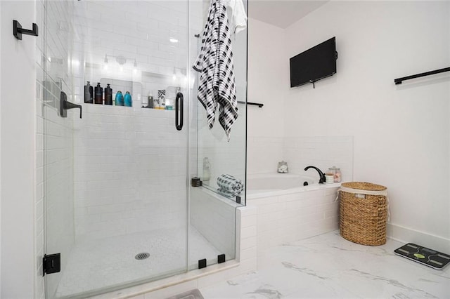 bathroom with plus walk in shower