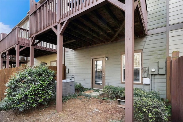 exterior space featuring central air condition unit