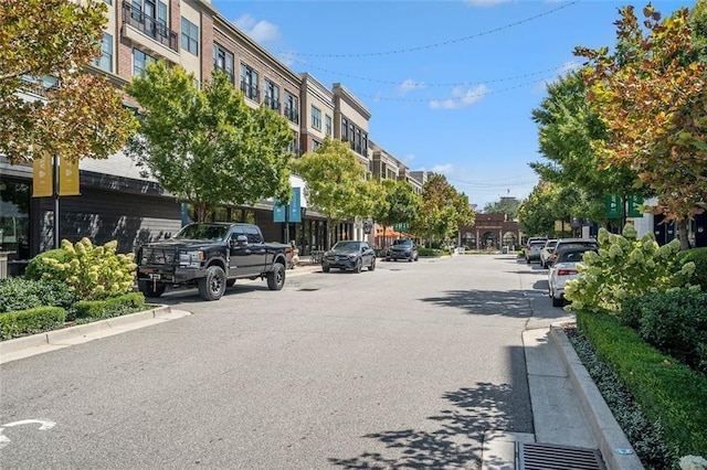 view of street featuring curbs