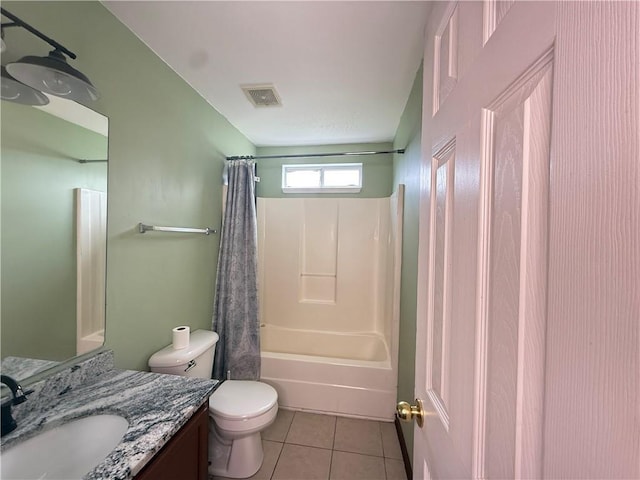 2658 Deann Dr, Ellenwood, GA 30294 - full bath featuring vanity, tile patterned flooring, and shower / tub combo with curtain