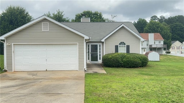 2658 Deann Dr, Ellenwood, GA 30294 - single story home featuring concrete driveway, a front yard, an attached garage, and a chimney