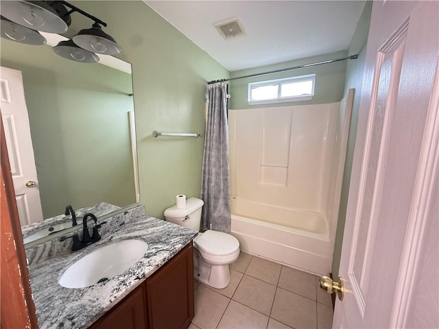2658 Deann Dr, Ellenwood, GA 30294 - full bathroom featuring vanity, tile patterned floors, and shower / bath combo with shower curtain