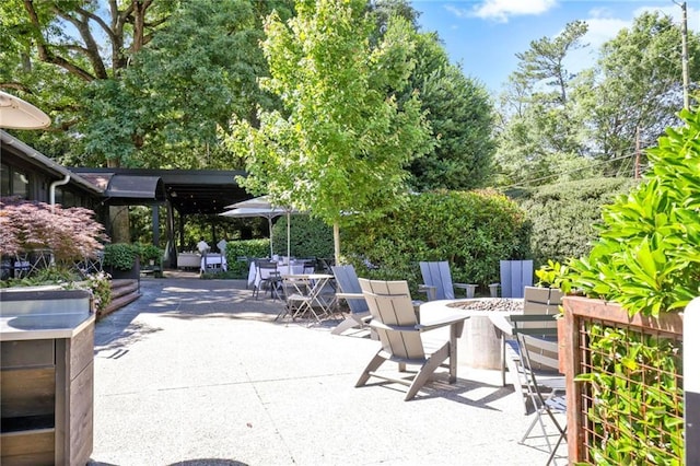 126 Chestnut Cir, Atlanta, GA 30342 - view of patio featuring an outdoor fire pit