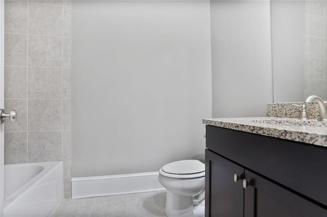 4884 Kentwood Dr, Marietta, GA 30068 - bathroom with toilet, tile patterned floors, shower / bathing tub combination, and vanity