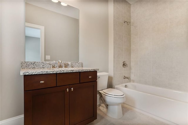 4884 Kentwood Dr, Marietta, GA 30068 - full bath with vanity,  shower combination, tile patterned flooring, and toilet