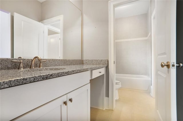4884 Kentwood Dr, Marietta, GA 30068 - full bathroom with toilet, tile patterned floors, bathtub / shower combination, and vanity