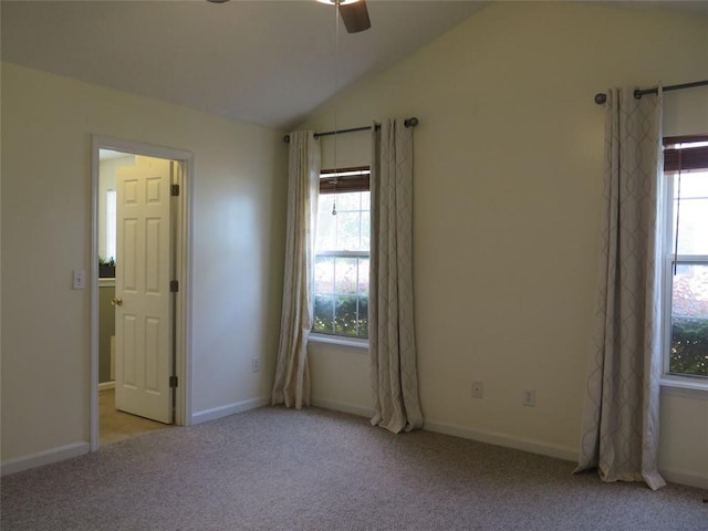 4517 Baker Grove Rd NW, Acworth, GA 30101 - carpeted spare room featuring ceiling fan, lofted ceiling, and baseboards