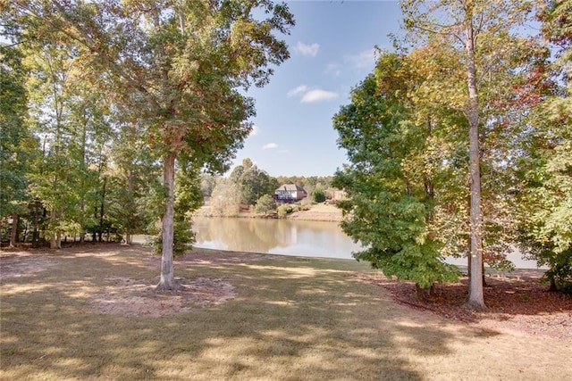 view of yard with a water view