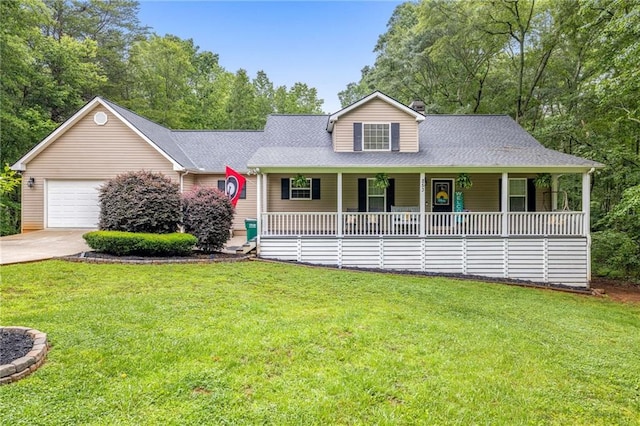 253 Grindstone Creek Dr, Clarkesville, GA 30523 - view of front facade featuring covered porch, concrete driveway, and a front lawn