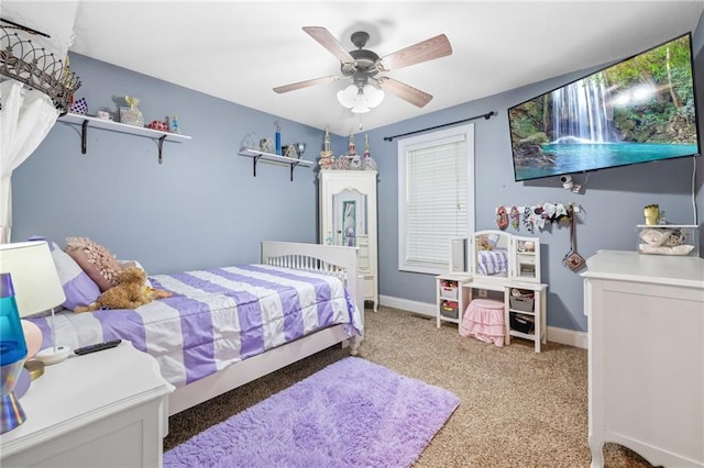 253 Grindstone Creek Dr, Clarkesville, GA 30523 - bedroom featuring light colored carpet, a ceiling fan, and baseboards