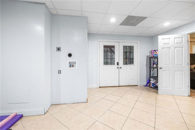 253 Grindstone Creek Dr, Clarkesville, GA 30523 - foyer featuring light tile patterned flooring, a paneled ceiling, recessed lighting, and baseboards