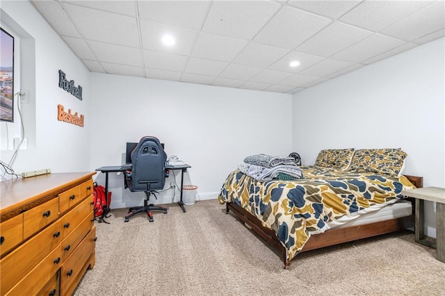 253 Grindstone Creek Dr, Clarkesville, GA 30523 - bedroom with a drop ceiling, light colored carpet, recessed lighting, an office area, and baseboards