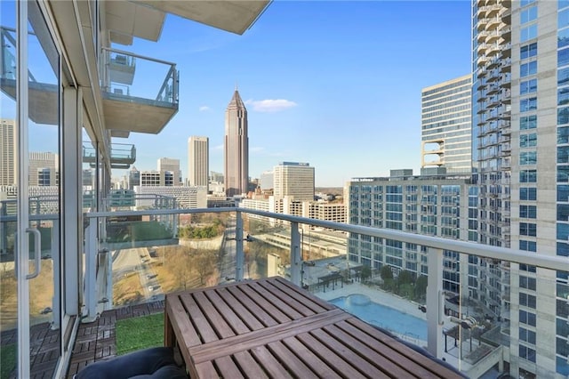 balcony with a view of city