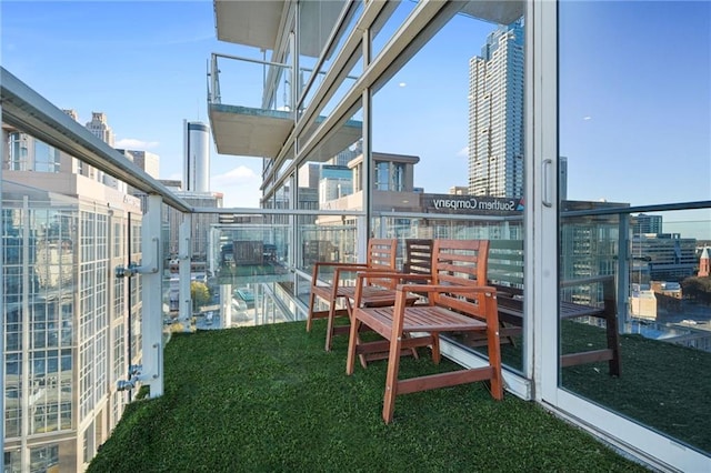 balcony with a city view