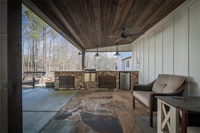 2057 High Shoals Rd, Dallas, GA 30132 - view of patio with exterior kitchen and ceiling fan