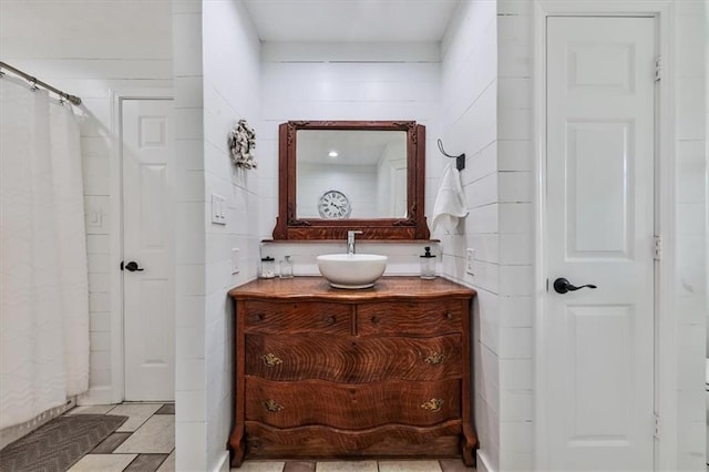 2057 High Shoals Rd, Dallas, GA 30132 - full bathroom featuring vanity, a shower with shower curtain, and tile patterned flooring