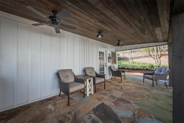 2057 High Shoals Rd, Dallas, GA 30132 - view of patio with a ceiling fan and french doors