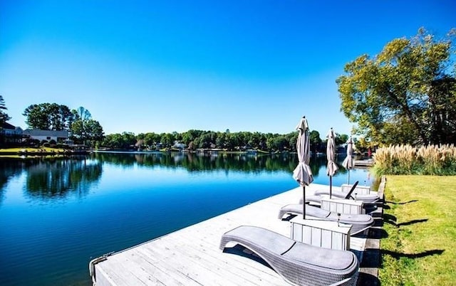 view of dock featuring a water view