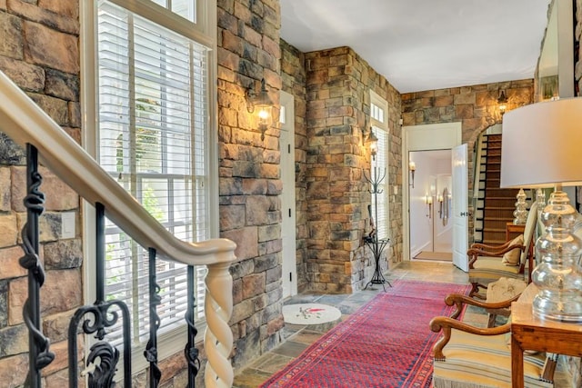 interior space featuring light tile patterned floors