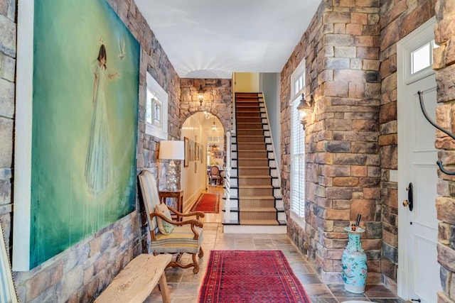 interior space featuring light tile patterned flooring