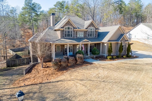 craftsman inspired home with covered porch