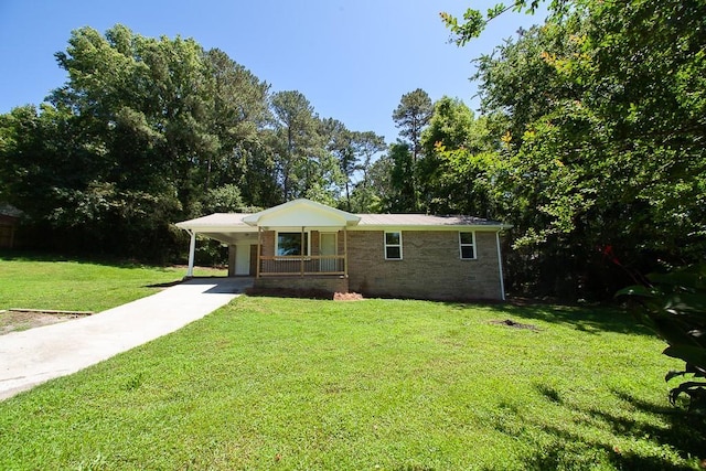 178 Wayne St SW, Calhoun, GA 30701 - view of front of home with a front lawn, an attached carport, driveway, a porch, and crawl space