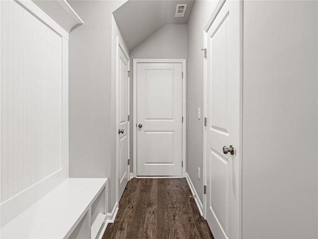5649 Hislop Ln Unit 90, Mableton, GA 30126 - mudroom featuring dark wood finished floors and lofted ceiling