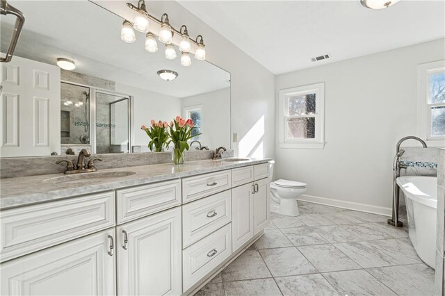 bathroom with independent shower and bath and tile walls