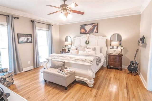 3 Westridge Pl, Rome, GA 30165 - bedroom with crown molding, ceiling fan, and light hardwood / wood-style floors